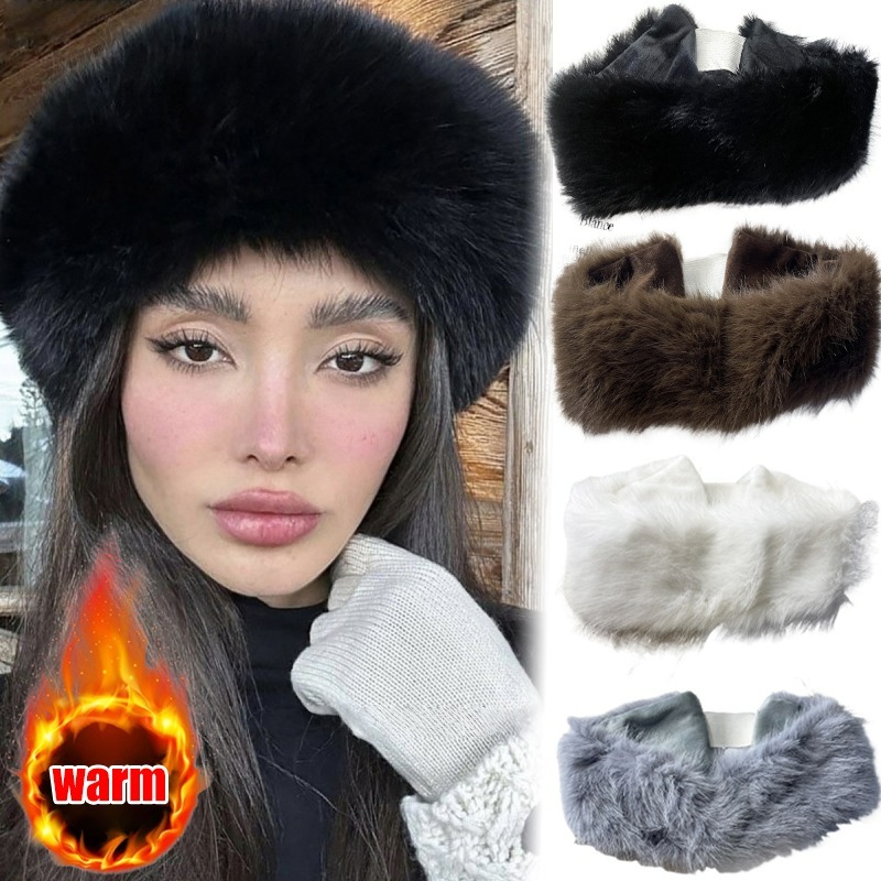 Fleece Ear Warmer Band - Ikat Kepala Bulu Lebar Penghangat Telinga
