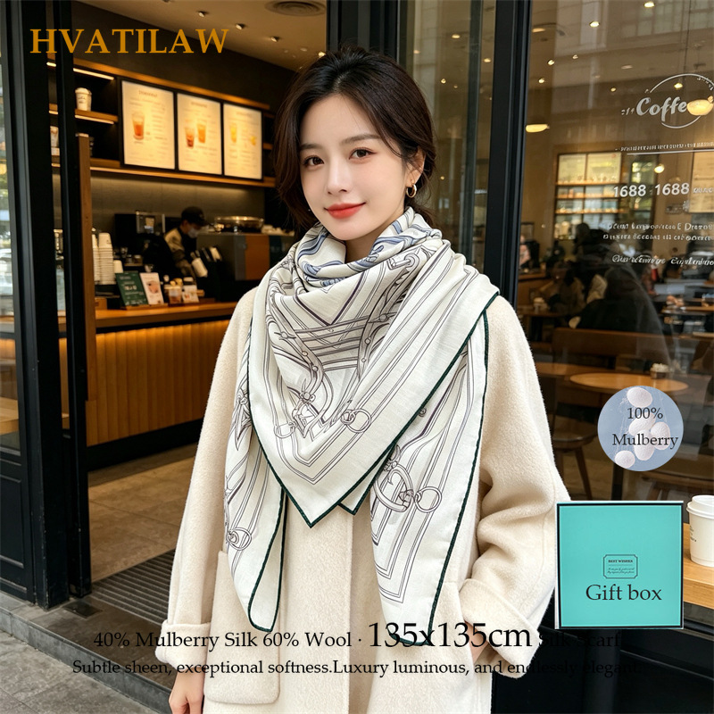Shawl Wrap Winter - Syal 40% Sutra 60% Wol 135x135cm