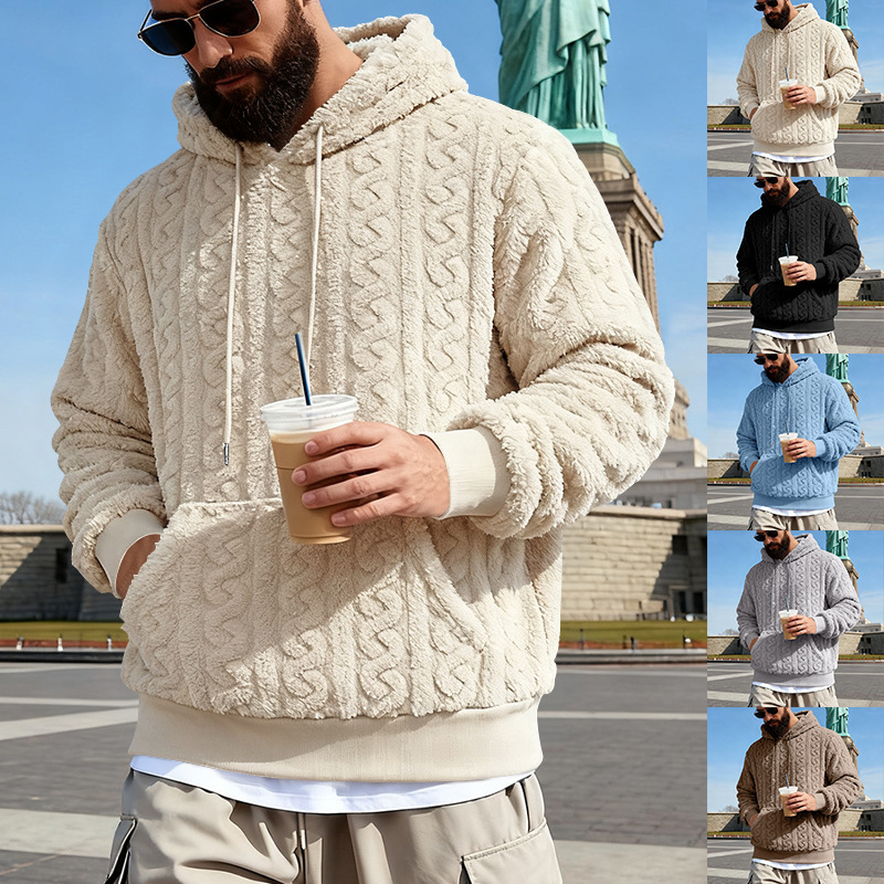 Sherpa Hoodie Fleece - Hoodie Fleece Pria Musim Dingin Hangat