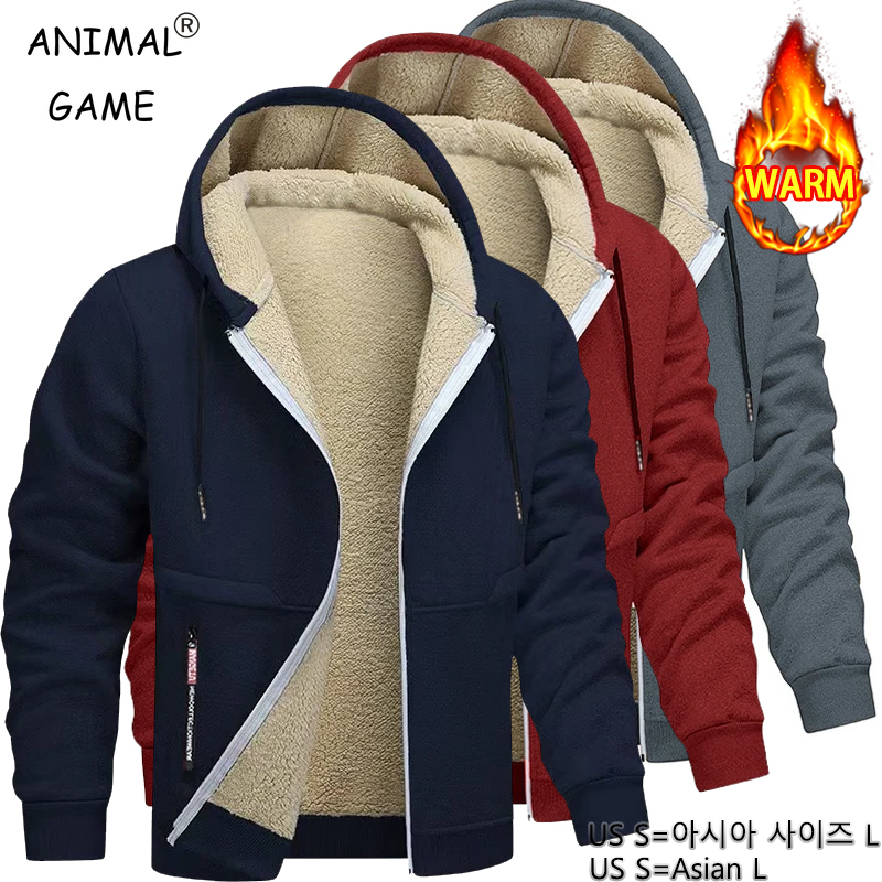 Sherpa Hoodie Fleece - Hoodie Kasual Pria Animal Game, Sweatshirt
