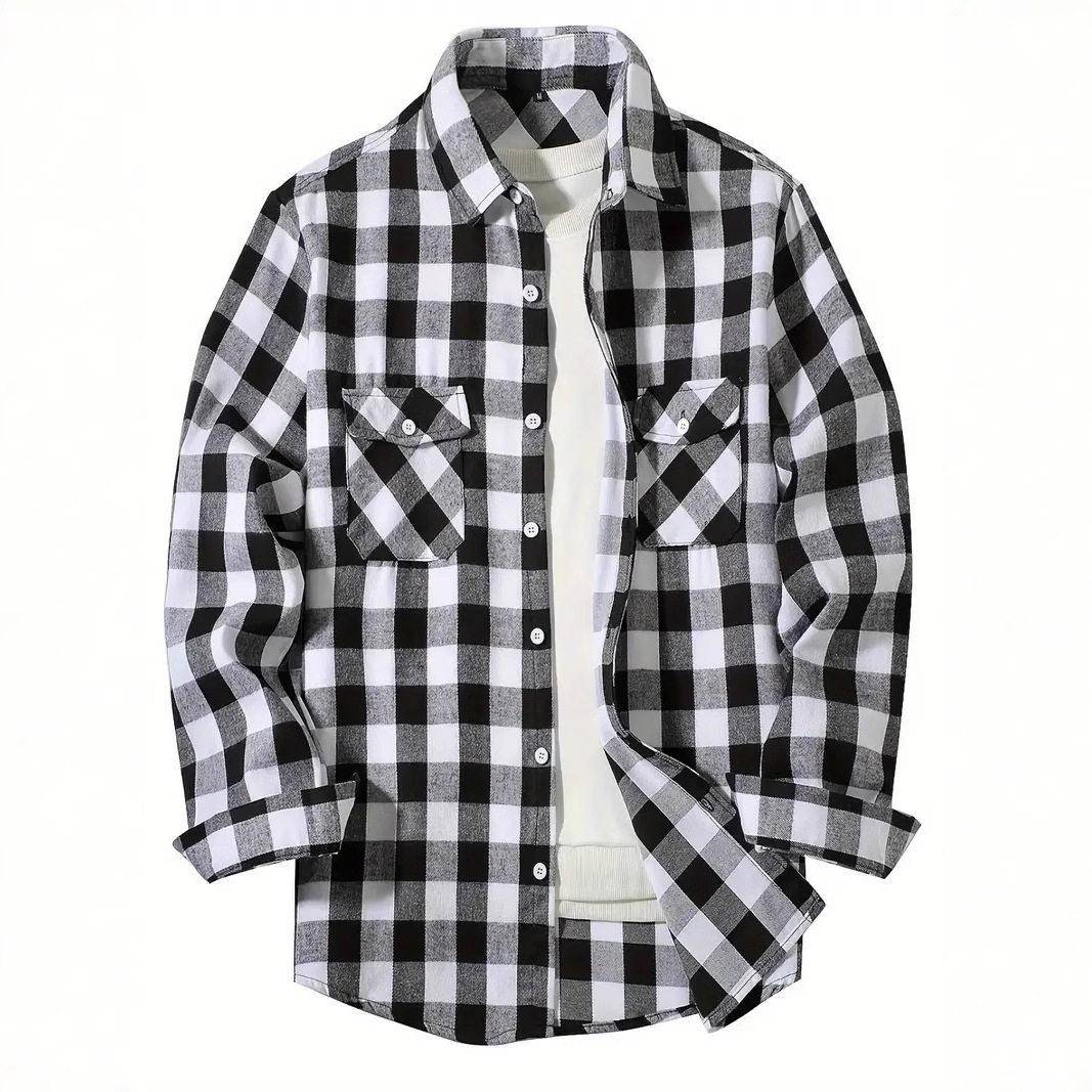 Flannel Shirt Lined - Jaket Kemeja Flanel Pria Berlapis Sherpa