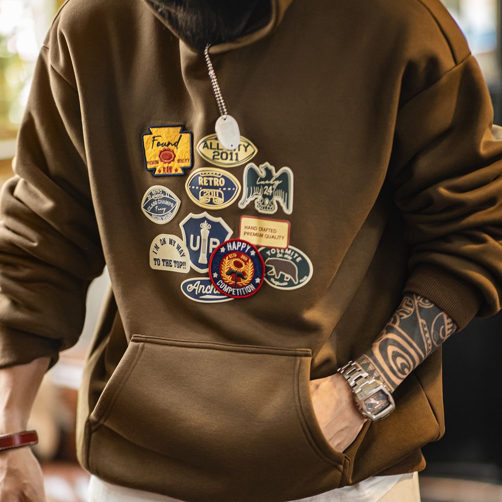 Sherpa Hoodie Fleece - Hoodie Pria Maden Vintage dengan Bordir