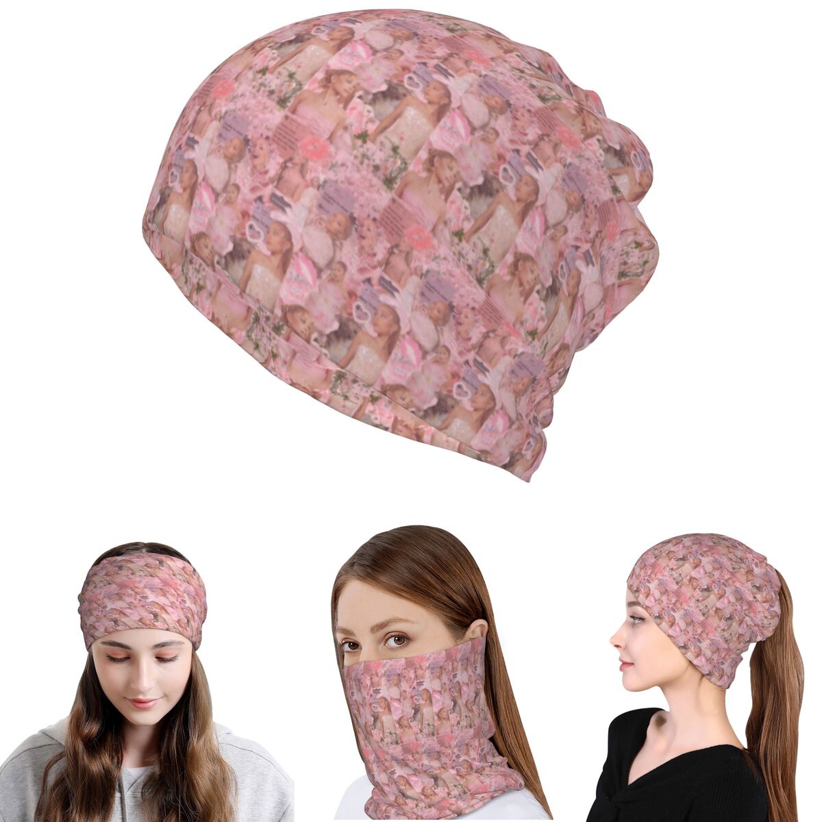 Knit Beanie Hat Warm - Ariana Grande Singer Bandana Penutup Leher