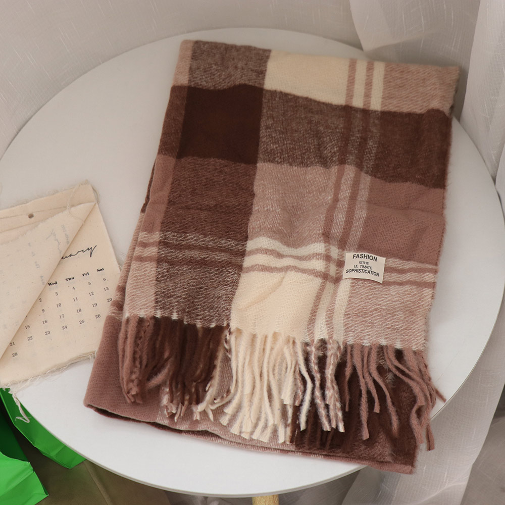 Wool Scarf Men - Syal Wol Kotak-kotak Tahan Angin Kasual