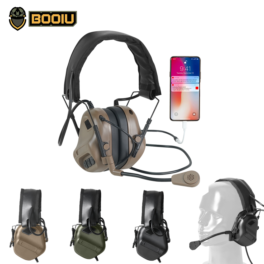 Earmuffs Foldable - BOOIU Headset Menembak Elektronik Taktis 3.5Mm
