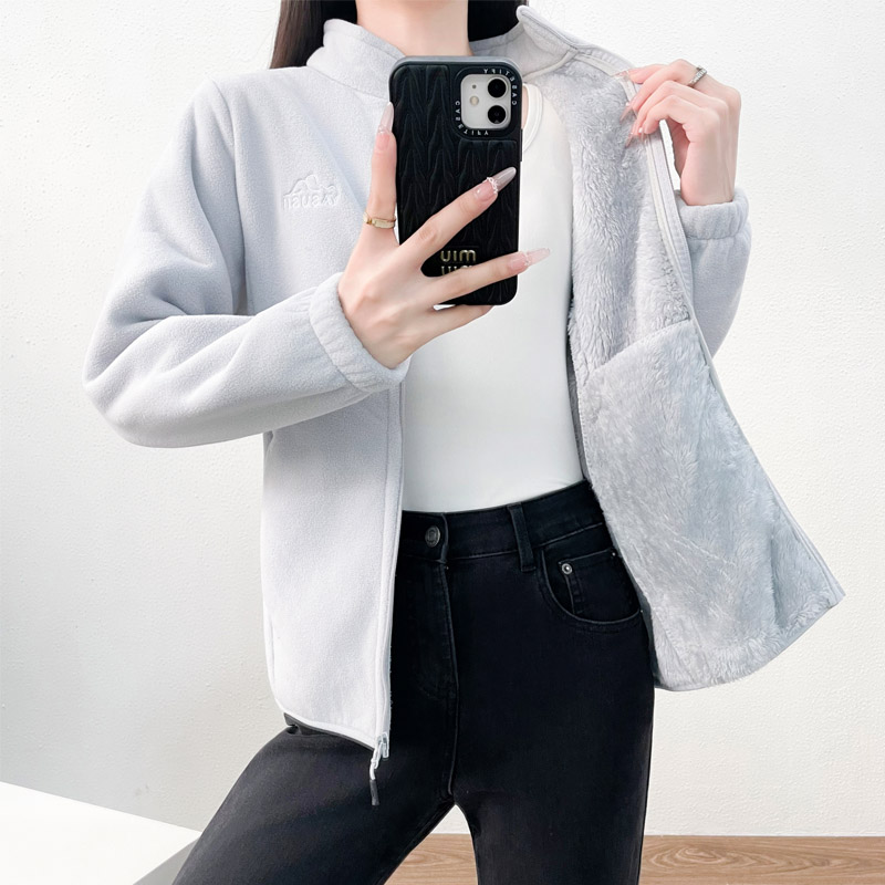 Sherpa Hoodie Fleece - Sweater Fleece Tanpa Topi Wanita Hoodie