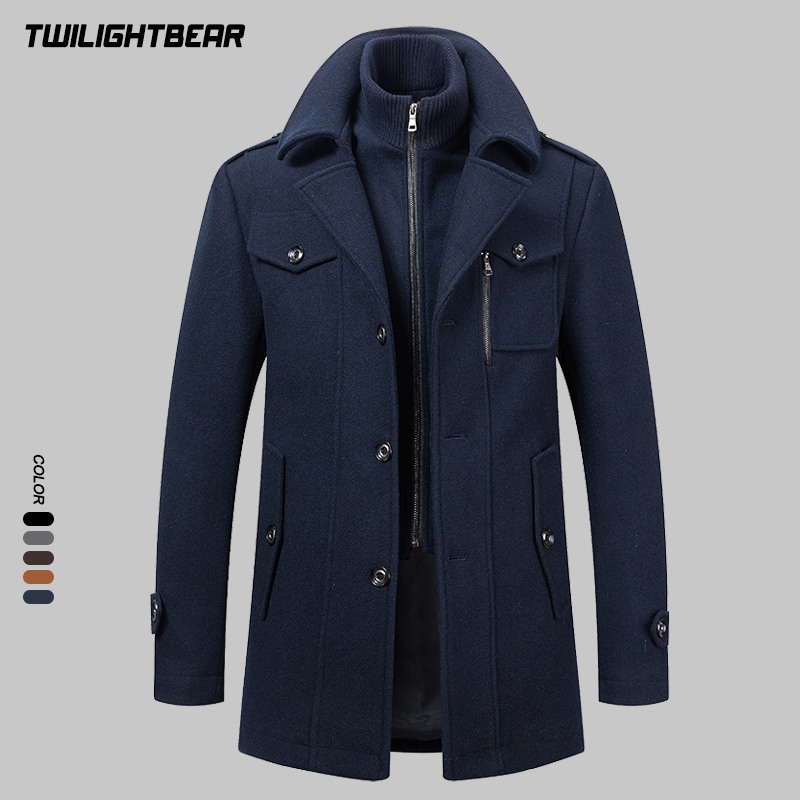 Wool Coat Peacoat - Mantel Wol Pria Musim Dingin Ukuran