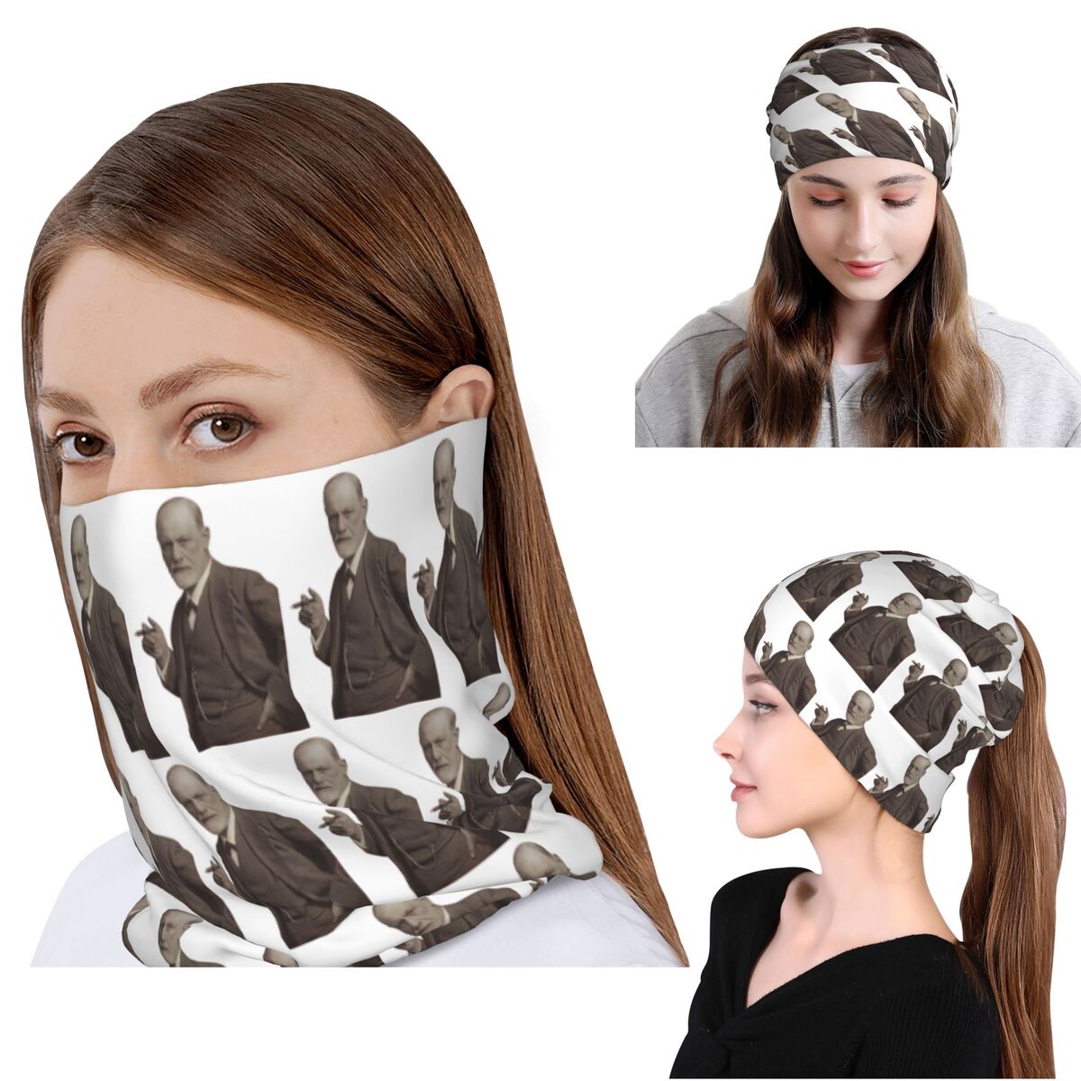 Knit Beanie Hat Warm - Freud dengan Cigar Blush Pink Bandana