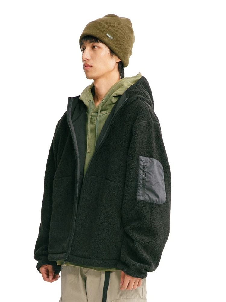 Jaket Hoodie Pria Musim Gugur  - Sherpa Hoodie Fleece ulasan dan harga