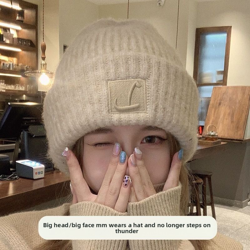 Topi Wol Ukuran Besar untuk Wa - Knit Beanie Hat Warm ulasan dan harga