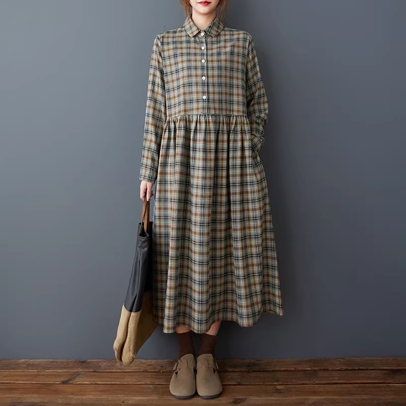 Gaun Kemeja Kotak-kotak Retro  - Flannel Shirt Lined ulasan dan harga