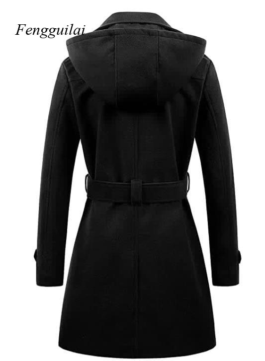 Jas Wanita Hitam Berkerudung M - Wool Coat Peacoat ulasan dan harga