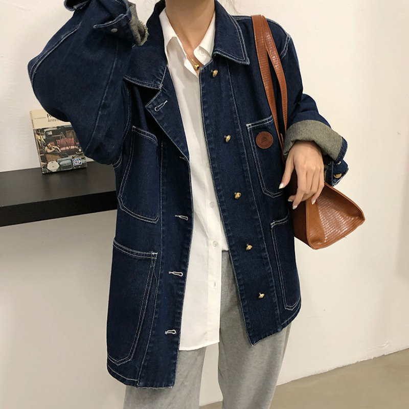 Jaket Denim Biru Tua Wanita Mu - Down Jacket Packable ulasan dan harga